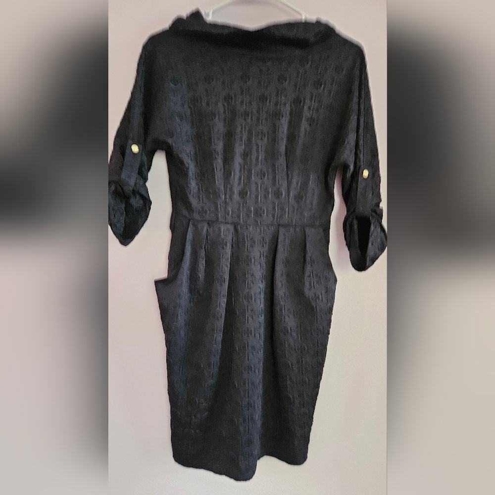 Tory Burch Black Dress with Roll-Tab Sleeves
